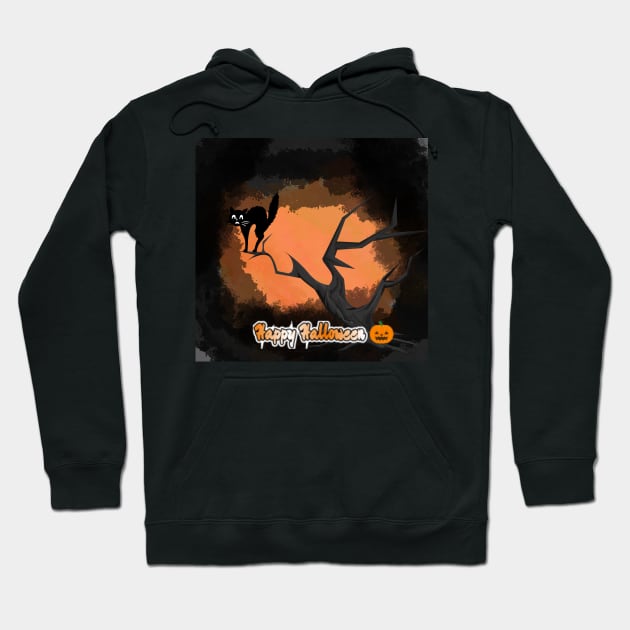 Hallowen cat Hoodie by Drawn by Nathally 